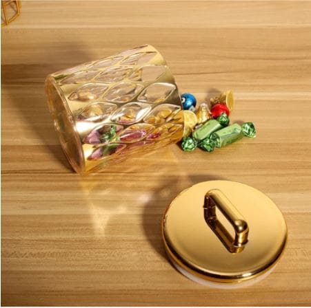 Royal Acrylic Storage Jar, Round Gold Body Handle Storage Canister, Kitchen Snacks Storage Jar, Kitchen Food Storage Jar, Multifunctional Storage Container, Airtight Lid Storage Container Royal Acrylic Storage Jar, Round Gold Body Handle Storage Canister, Kitchen Snacks Storage Jar, Kitchen Food Storage Jar, Multifunctional Storage Container, Airtight Lid Storage Container